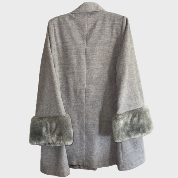 Jessica Light Gray Plush-Cuff Shawl Collar Robe Jacket - Picture 2 of 4